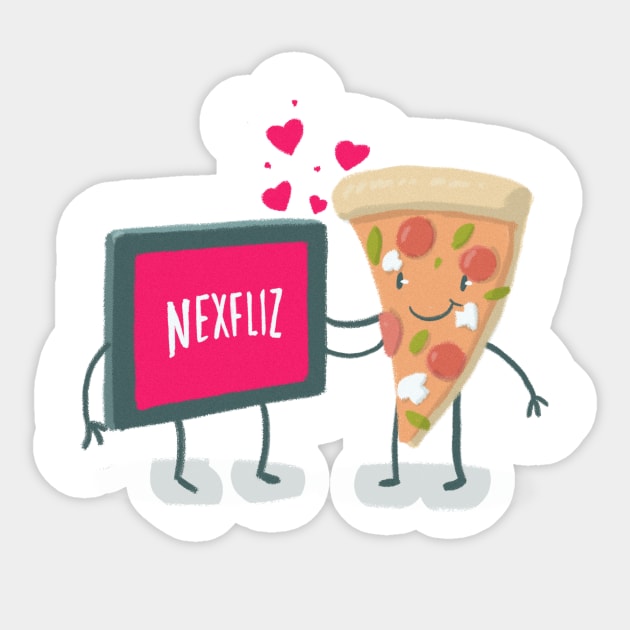 Pizza and Netflix Sticker by CANVAZSHOP